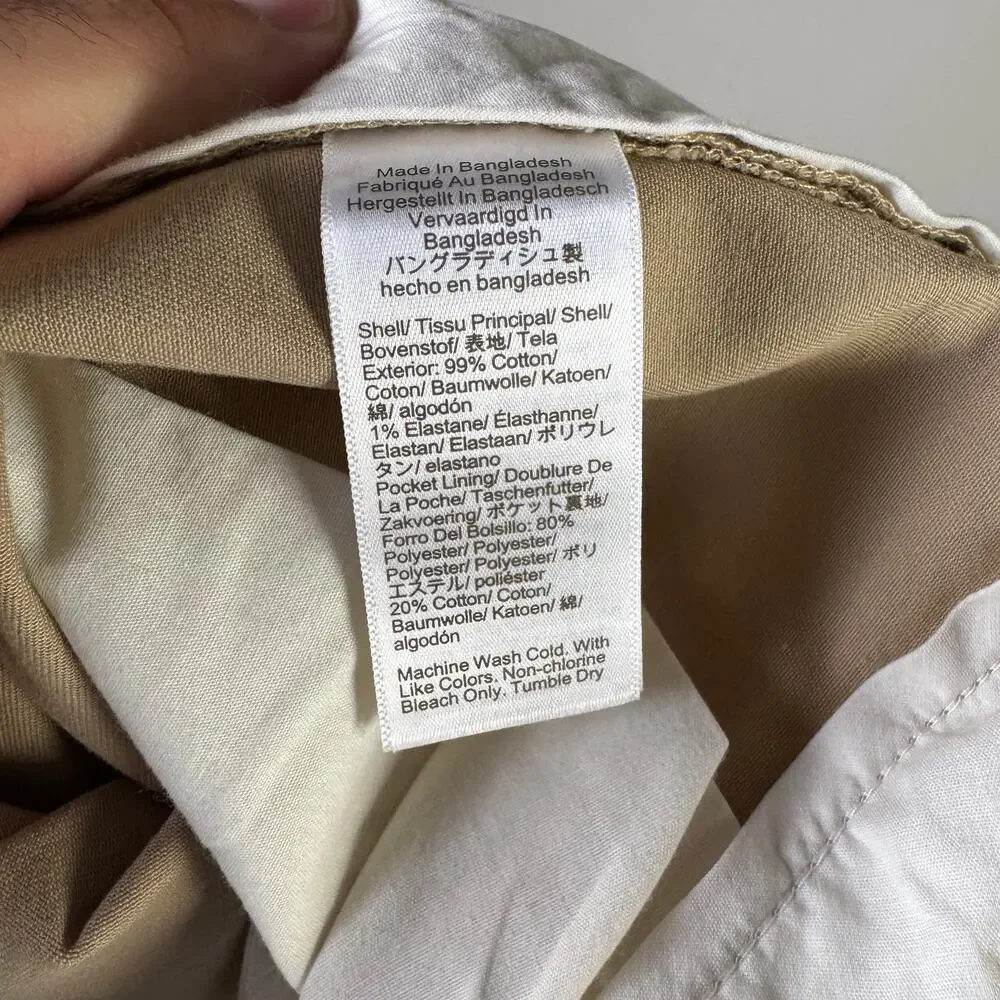 J.Crew Straight-Fit Flex Chino Pants Mens 34x34 Khaki Flat Front Zip Fly Stretch